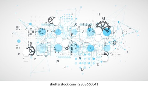 Abstraktes Technologiekonzept. Platine, Farbhintergrund. Vektorgrafik.