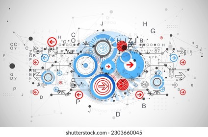 Abstract technology concept. Circuit board, color background. Vector illustration.