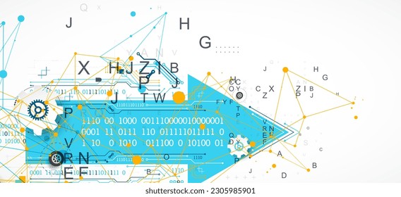 Abstract technology concept. Circuit board, color background. Vector illustration.