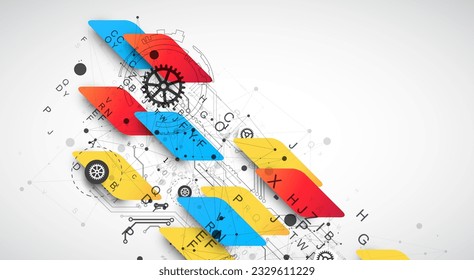 Resumen del concepto de tecnología. Tarjeta de circuito, fondo de color de computadora alto. Ilustración vectorial con espacio para contenido, web - plantilla, presentación de tecnología empresarial.