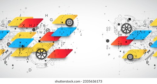 Abstraktes Technologiekonzept. Platine, hellfarbiger Hintergrund des Computers. Vektorgrafik mit Platz für Inhalte, Web - Vorlage, Business-Tech-Präsentation.