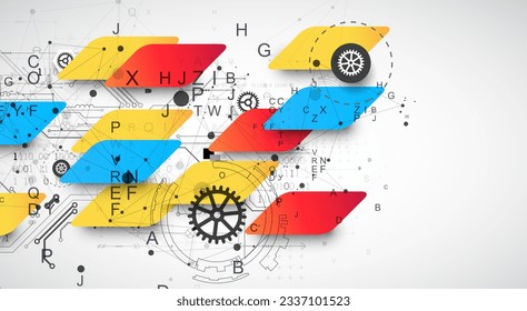 Abstract technology concept. Circuit board, high computer color background. Vector illustration with space for content, web - template, business tech presentation.