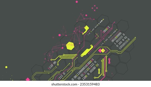 Abstract technology concept. Circuit board, high computer color background. Vector illustration