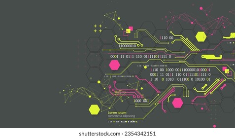 Abstract technology concept. Circuit board, high computer color background. Vector illustration