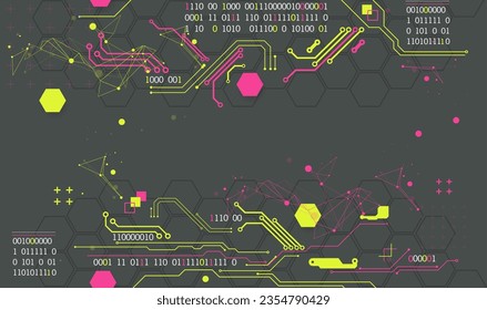 Abstract technology concept. Circuit board, high computer color background. Vector illustration