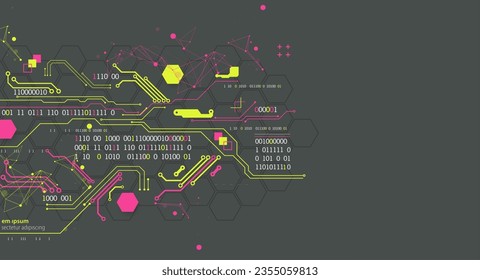 Abstract technology concept. Circuit board, high computer color background. Vector illustration