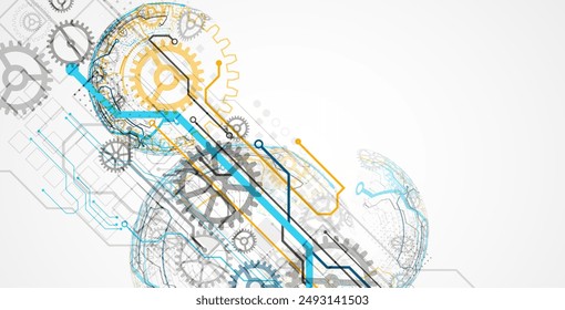 Concepto de tecnología Abstractas. Placa de circuito, fondo de color de alta computadora. Ilustración vectorial con espacio para contenido, Web - Plantilla, presentación de tecnología empresarial.