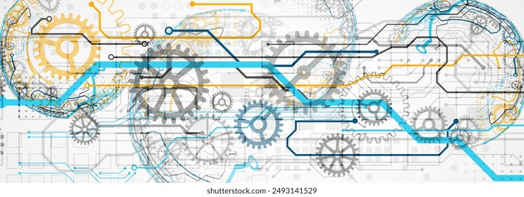 Concepto de tecnología Abstractas. Placa de circuito, fondo de color de alta computadora. Ilustración vectorial con espacio para contenido, Web - Plantilla, presentación de tecnología empresarial.
