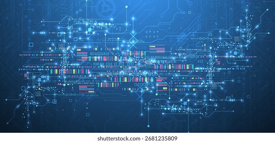 Abstract technology concept. Circuit board color background. Vector illustration