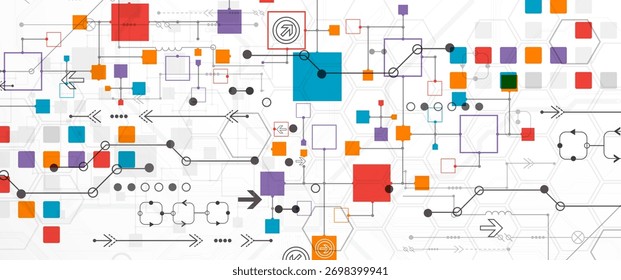 Concepto de tecnología Abstractas. Placa de circuito, alto fondo de color de la computadora. Ilustración vectorial con espacio para contenido, Web - Plantilla, presentación de tecnología empresarial.