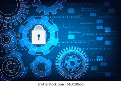 abstract technology concept cyber security with lock hi tech background