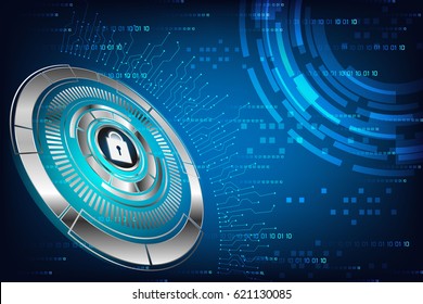 abstract technology concept cyber security with circle metals lock hi tech background