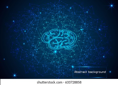 abstract technology concept cyber security with brain and digital link hi tech background