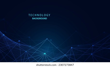 abstract technology concept digital link on hi tech blue background