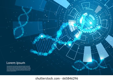 abstract technology concept DNA the future circle Interface technology on hi tech background. 