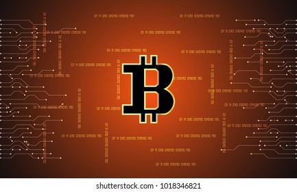 Abstract technology concept futuristic Money digital of Golden Bitcoin Currency elements of data chart,business,technology,BTC,network on hi tech gold dark background.vector illustration