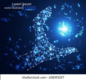 abstract technology concept hand digital link on hi tech background