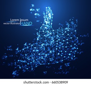 abstract technology concept hand digital link on hi tech background