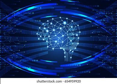 abstract technology concept modern brain that connects the future world and can see everything on hi tech background