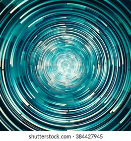 Abstract technology concept, moving radial lines background with stylish turquoise blue and green color tones