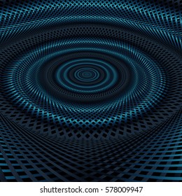 Abstract technology concept, moving radial lines background with stylish dark blue and green color tones