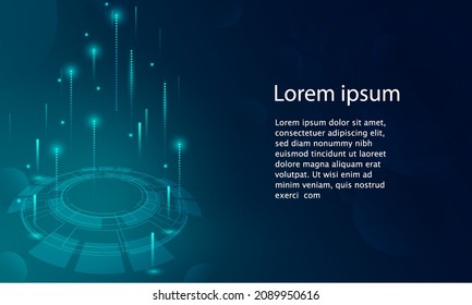Abstract technology concept particle connection background with blue lights. blue color abstract screen, hi speed internet technology. 