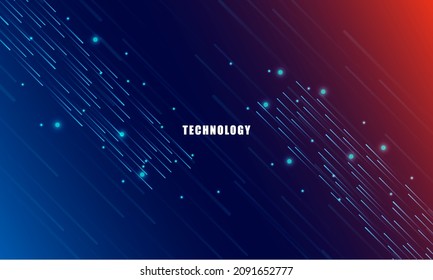 Resumen del fondo de la conexión de partículas de concepto de tecnología con luces azules y rojas. pantalla abstracta en color azul, tecnología de Internet de alta velocidad. 