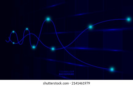 Abstract technology concept particle connection background with blue lights. blue color abstract screen, hi speed internet technology. 