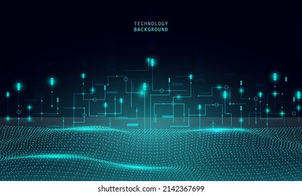 Resumen del fondo de la conexión de partículas de concepto de tecnología con luces azules. pantalla abstracta en color azul, tecnología de Internet de alta velocidad. 