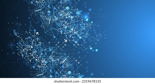 Abstract technology concept with plexus effect. Vector illustration.