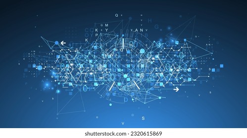 Abstract technology concept with plexus effect. Vector illustration.