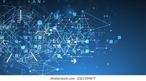 Abstract technology concept with plexus effect. Vector illustration.