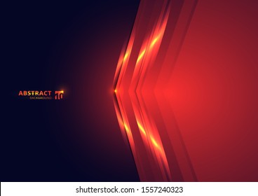 Abstract technology concept red lights triangle on dark background with space for you text. Vector illustration