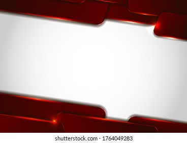 Abstract technology concept template ted geometric overlapping layer with lighting effect on white background. Vector illustration