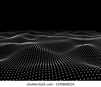 Abstract technology concept  from  white dots on black. Technology background vector. Future wave background.