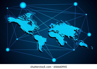 abstract technology concept word map digital network connection on hi tech background