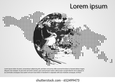 abstract technology concept world and map dot hi tech on gray background. Elements of this image furnished by NASA