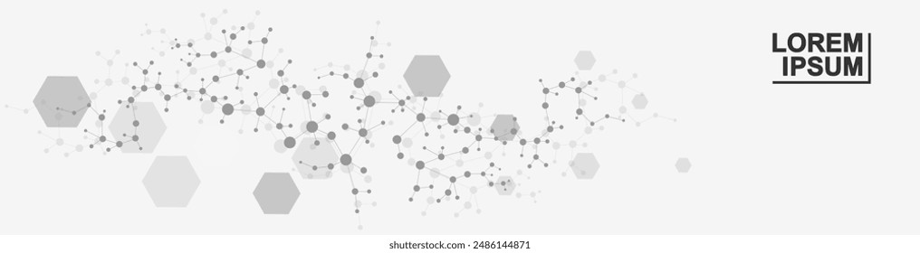 Abstract technology connect background lines and dots with hexagons. Modern hexagons technology concept design background. Vector illustration.