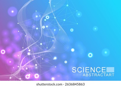 Abstract technology connect background lines and dots with hexagons. Modern hexagons technology concept design background. Vector illustration.