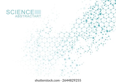Abstract technology connect background lines and dots with hexagons. Modern hexagons technology concept design background. Vector illustration.