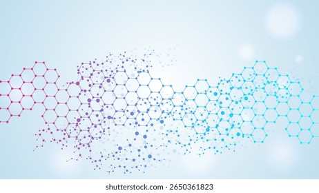 Abstract technology connect background lines and dots with hexagons. Modern hexagons technology concept design background. Vector illustration.