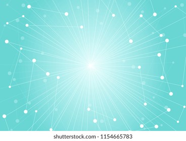 Abstract technology connection polygonal lines background. Vector cyan design