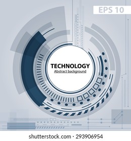 Abstract technology contour object. Light futuristic concept, digital, round composition. Vector version