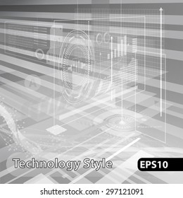 Abstract technology contour objects. Financial business presentation. Light futuristic concept, digital gray. Vector modern background