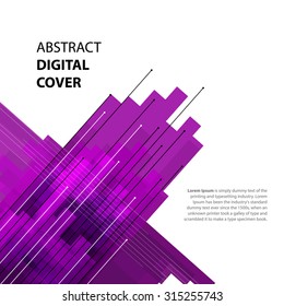 Abstract technology contour objects. Financial business presentation. Light futuristic concept, digital purple color. Vector modern background