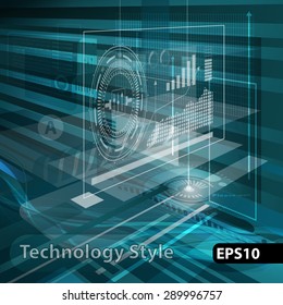 Abstract technology contour objects.Financial business presentation. Light futuristic concept, digital light blue. Vector modern background