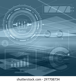 Abstract technology contour objects.Financial business presentation. Light futuristic concept, digital light blue. Vector modern background