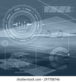 Abstract technology contour objects.Financial business presentation. Light futuristic concept, digital light blue. Vector modern background