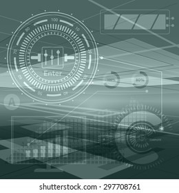 Abstract technology contour objects.Financial business presentation. Light futuristic concept, digital light green. Vector modern background
