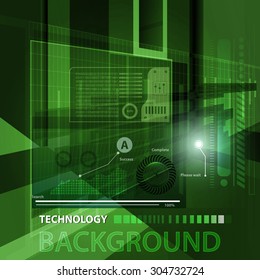 Abstract technology contour objects.Financial business presentation. Light futuristic concept, digital light and dark green. Vector modern background